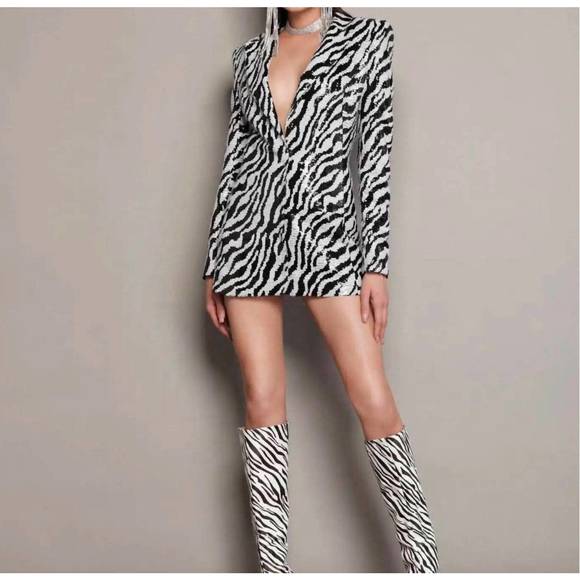 BRONX AND BANCO Dresses & Skirts - NEW BRONX AND BANCO zizi zebra blazer dress in silver/black